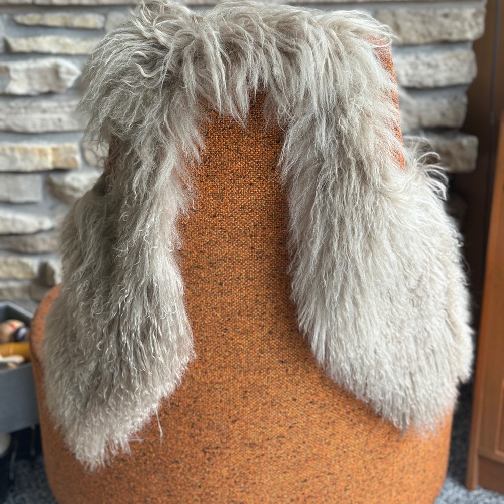 Olive Olivia Beige Vest Mongolian Lamb Soft Furry